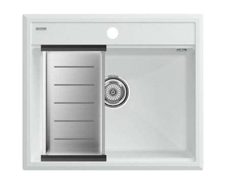 Кухонная мойка + коландер Paulmark PM115951-WH+A375-BS 59х51 цвет белый